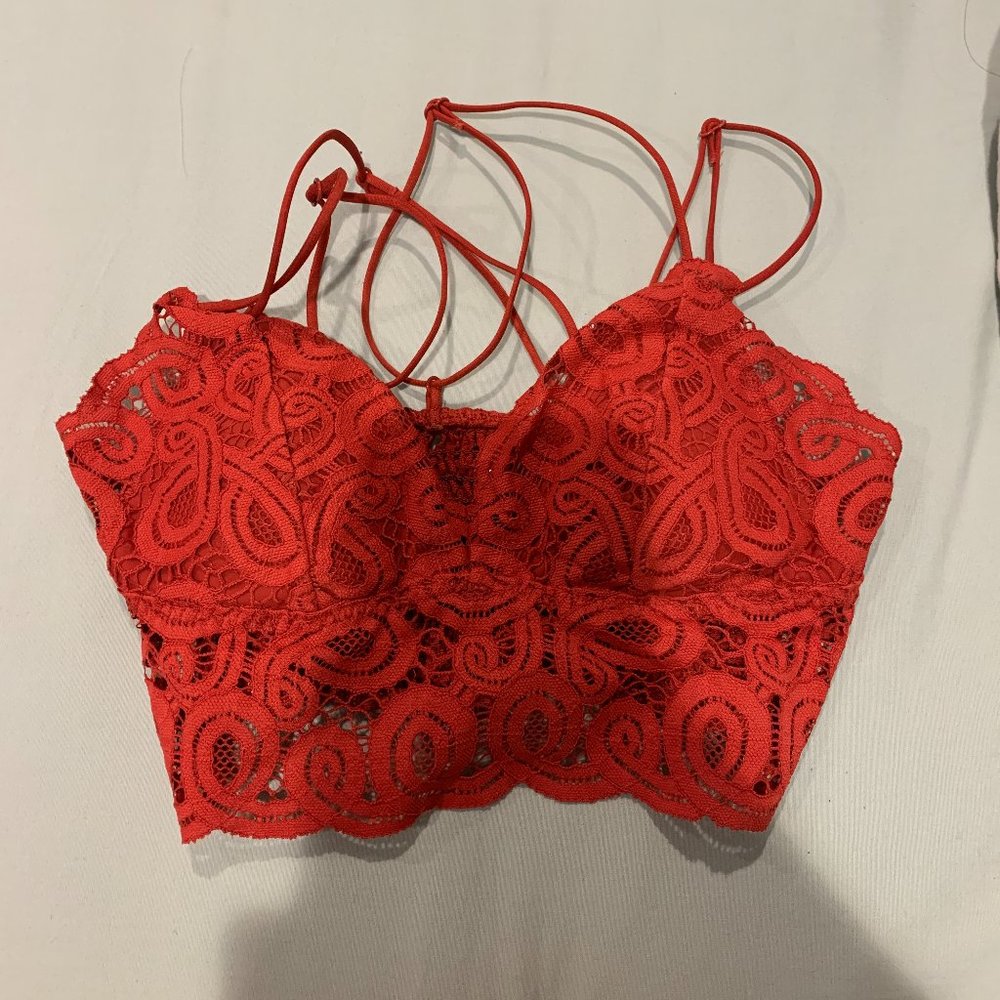 Pink Rust Crochet Lace Bralette
